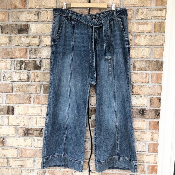 m jeans by maurices Cotton Wide Leg Nonstretch High Rise Blue Jean 14w - Picture 2 of 14